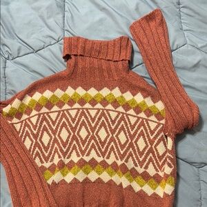 Vintage Knit Sweater with Geometric Pattern